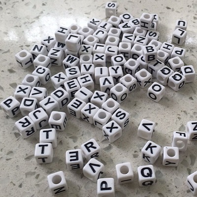 Beads-Letters, 1/4" Wooden White 250/Pack