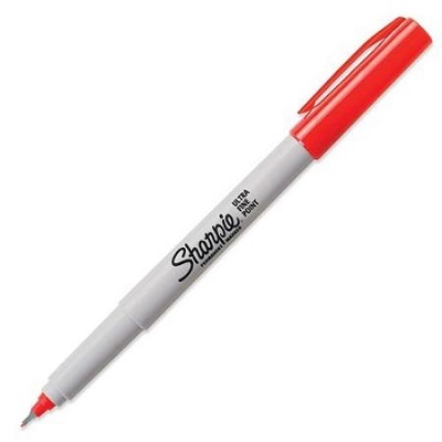 Marker-Permanent, Sharpie Ultra Fine, Red,12/pk