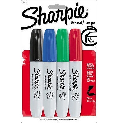 Marker Set-Permanent, Sharpie Chisel, 4 Colours