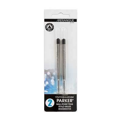 Pen Refill-Parker Compatible Ballpoint, Medium Black 2/Pack