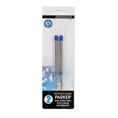 Pen Refill-Parker Compatible Ballpoint, Medium Blue 2/Pack
