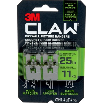 Hook-Claw For Drywall Picture Hanging 20Lb, 4-Pack