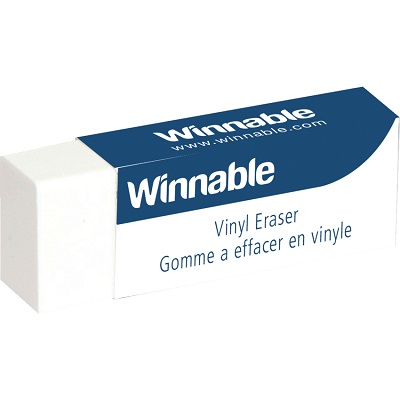 Eraser-Vinyl, Winnable, White 20/Box