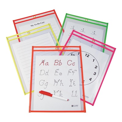 Dry Erase Pocket-Quickfit, Educational, 9X12 5/Pk