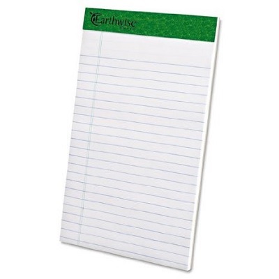 Writing Pad-Perfed, 5X8 Earthwise 40 Sheet White 6/Pack