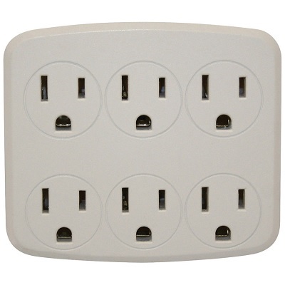 Wall Tap-6 Outlet, White