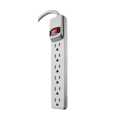 Power Strip-6 Outlet Woods, White
