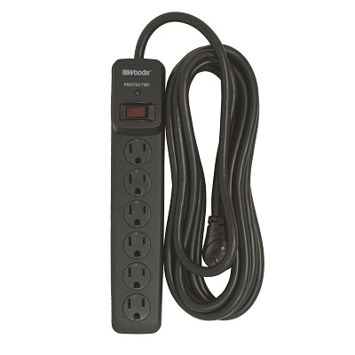Surge Protector-6 Outlet 1180 Joules, Black