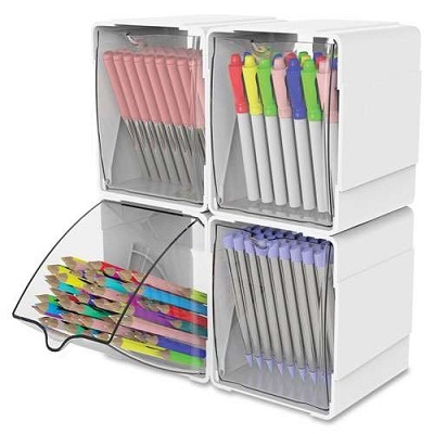 Craft Organizer-Tilt Bin, 4-Pack White