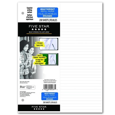 Binder Paper-200 Sheet Ruled, Five Star Heavyweight