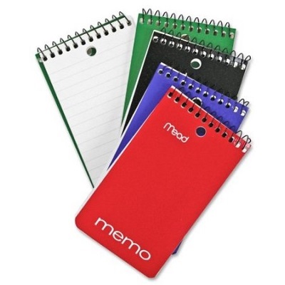 Memo Book-Coil, Open End 3X5 60 Sheet, Assorted
