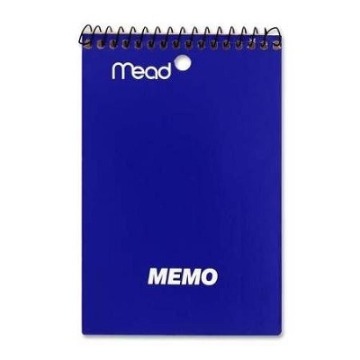 Memo Book-Coil, Open End 4X6 40 Sheet, Assorted