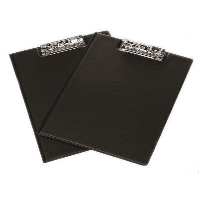 Clipboard-Vinyl Foldover, Letter, Lever Clip, Black