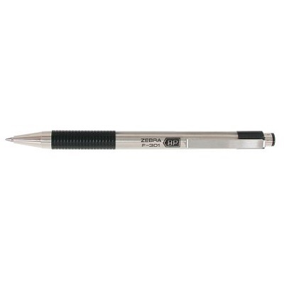 Pen-Retractable, F-301 0.7Mm Stainless Steel Barrel/Blk Ink 12/pk