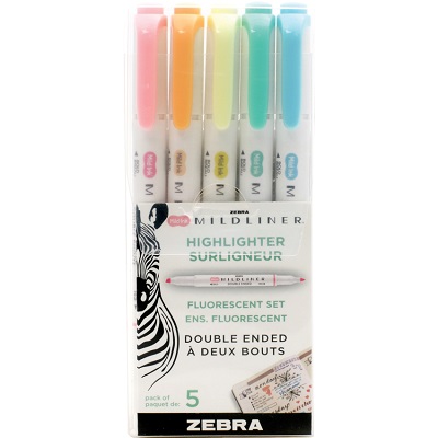Highlighter-Mildliner Assorted, Mild & Fluorescent 5/Pack