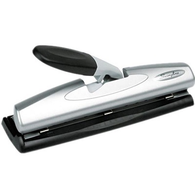 Punch-2/3 Hole, 9/32" With Lever, Capacity 12, Black/Silver