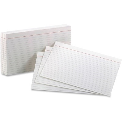 Index Cards-5X8 Ruled 1 Side, White 100/Pack