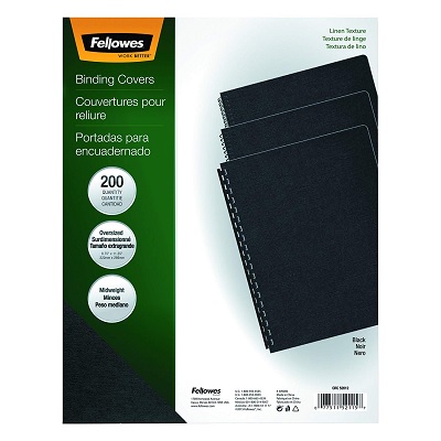 Binding Cover-Linen 8-3/4"X 11-1/4", Black 200/Pack