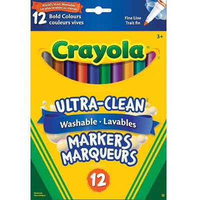 Marker Set-Crayola Washable, Fine Line, 12 Bold Colours
