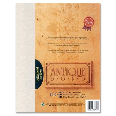 Paper-Antique Bond, Letterhead, Grey 100/Pack