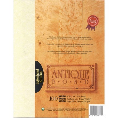 Paper-Antique Bond, Letterhead, Natural 100/Pack