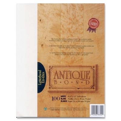 Paper-Antique Bond, Letterhead, White 100/Pack