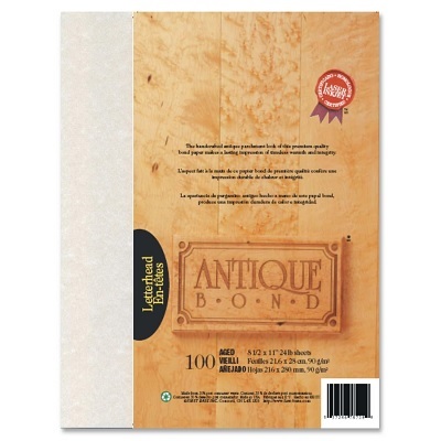 Paper-Antique Bond, Letterhead, Aged 100/Pack