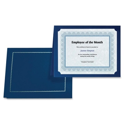 Certificate Holder-Classic Linen With Gold Foil, Navy Blue