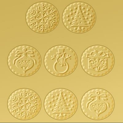 Seals-Christmas, Metallic Gold, Embossed 40/Pack