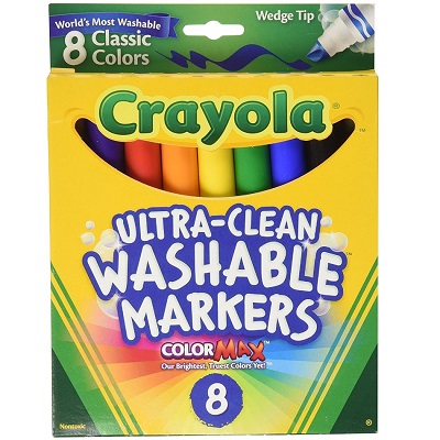 Marker Set-Crayola Washable, Chisel Tip, 8 Classic Colours