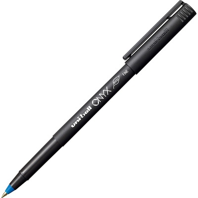 Pen-Roller, Uni-Ball Onyx, Fine Blue ,12/pk