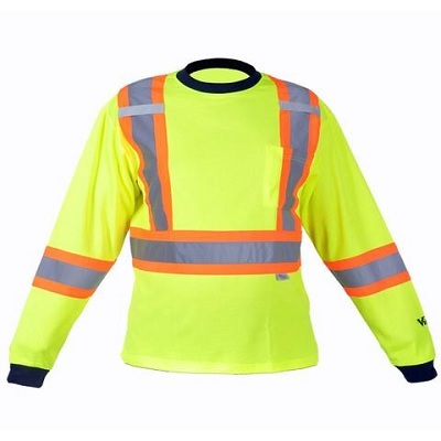 Shirt-Safety, Viking, Cotton Long Sleeve, 2X-Large Limegreen