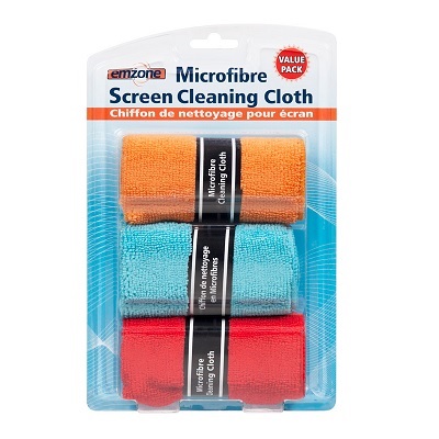 Screen Cleaning Cloth-Microfibre, Emzone 3-Pack