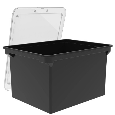 File Tote-Portable, Letter/Legal, Black/Clear Lid,4/pk