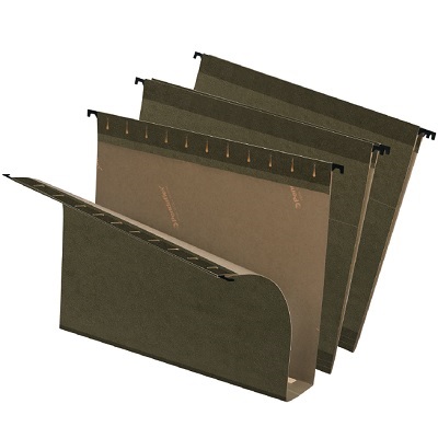 Folder-Hanging, Surehook, Legal, 2" Capacity, Standard Green,20/pk