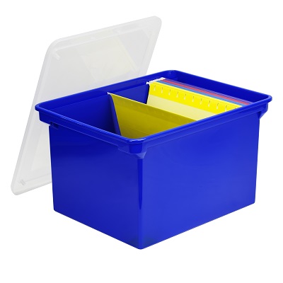 File Tote-Letter/Legal, Blue With Clear Lid,6/pk