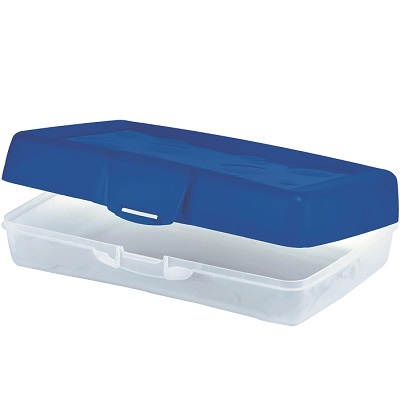 Pencil Box-Small, Blue Lid/Clear Bottom,12/pk
