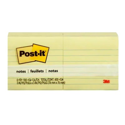 Notes-Post-It, Lined 3X3 Yellow