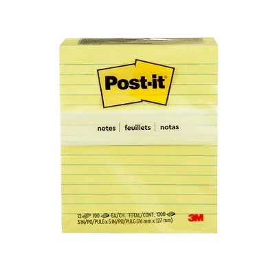 Notes-Post-It, Lined 3X5 Yellow 100 Sheets