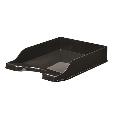 Desk Tray-Stackable, Antimicrobial, Letter Front Load Black