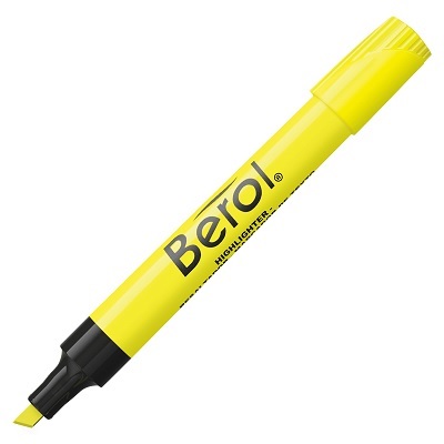 Highlighter-Berol, Chisel Tip, Fluorescent Yellow,12/pk