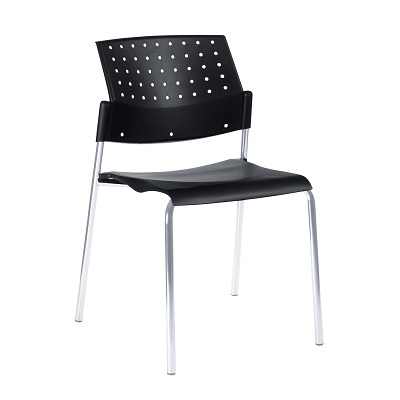 Chair-Stacking Sonic Armless Plastic, Asphalt Black