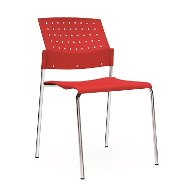 Chair-Stacking Sonic Armless Plastic, Scarlet