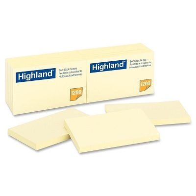 Notes-Highland, 3X5 Plain Yellow