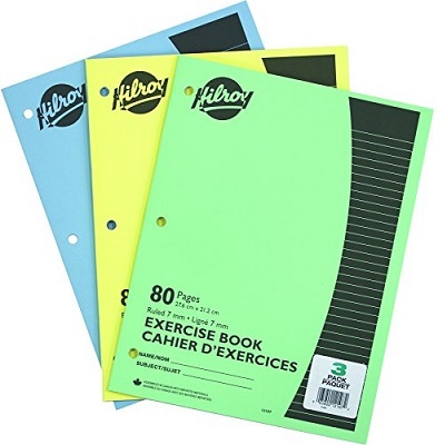 Exercise Book-Stitched 10-7/8X 8-3/8 7Mm Ruled 80 Pg.3-Hl.3/