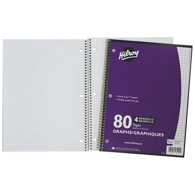 Notebook-Coil, Graph Paper, 4/Inch 10.5X8 80 Page