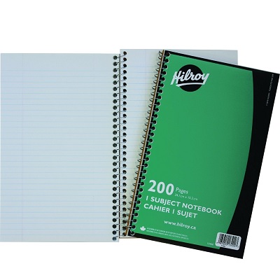 Notebook-Coil, 1-Subject 9.5X6 200 Page, Green Cover