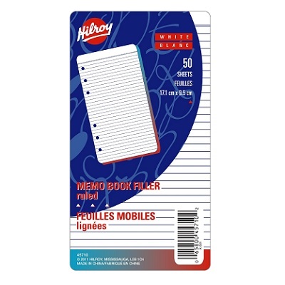 Memo Binder Refill-6-3/4X3-3/4 Ruled, 50 Sheets/Pack