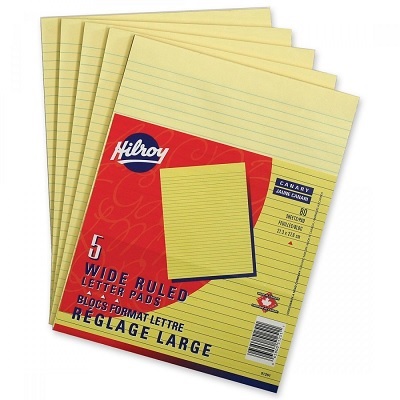 Figuring Pad-Letter Wide Ruled Canary 80 Sheets --5/Pack