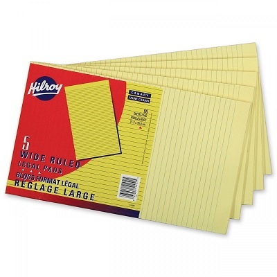 Figuring Pad-Legal Wide Ruled Canary 90 Sheets ---5/Pack
